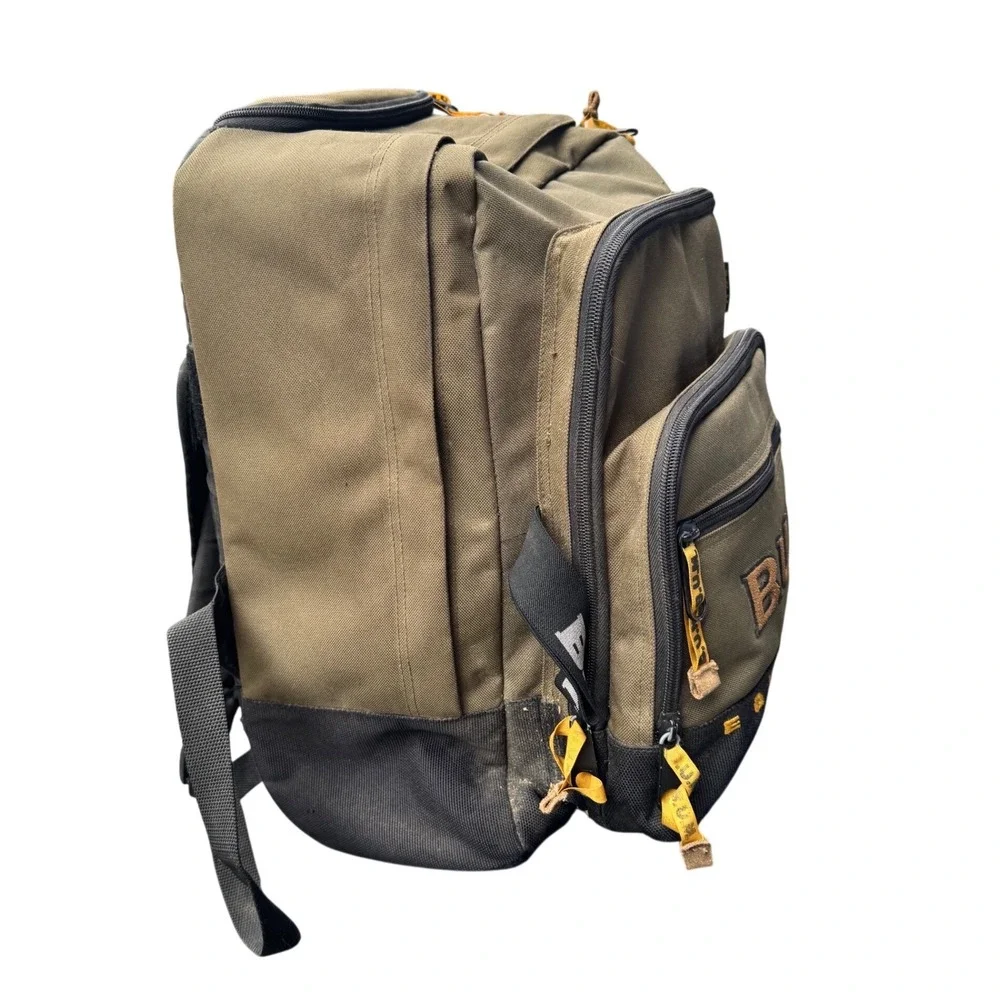 Vintage B.U.M. Equipment Rolling Backpack Olive Green Canvas 90s Streetwear Bag